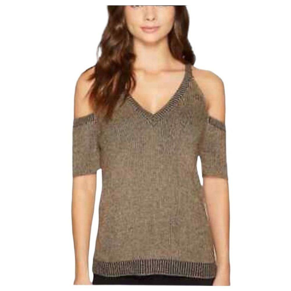 Splendid Surrey Marl Cold Shoulder Pullover Brown Size S